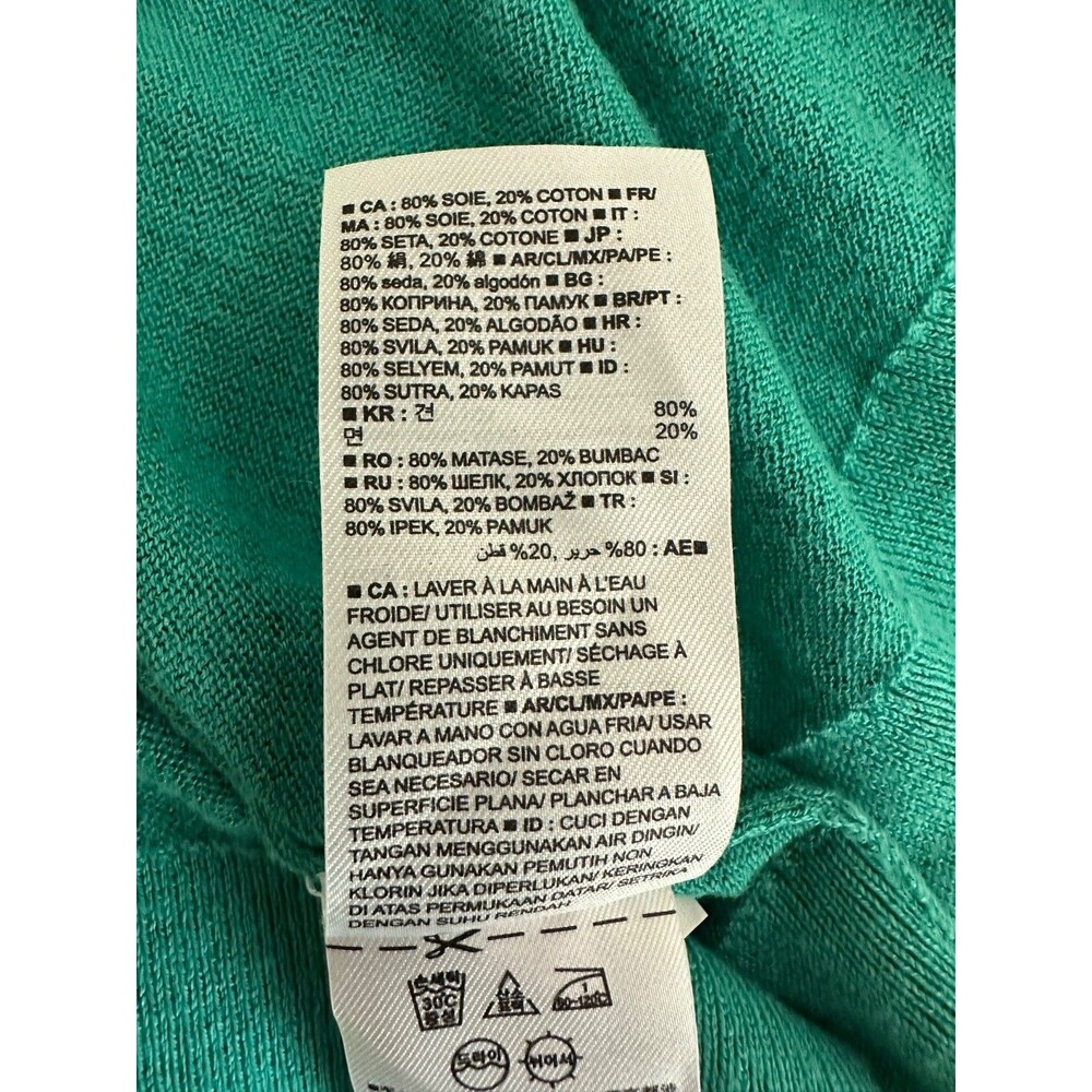 Banana Republic Sweater Womens XL Green Bon Voyage Silk Cotton Crew Neck - Picture 9 of 10